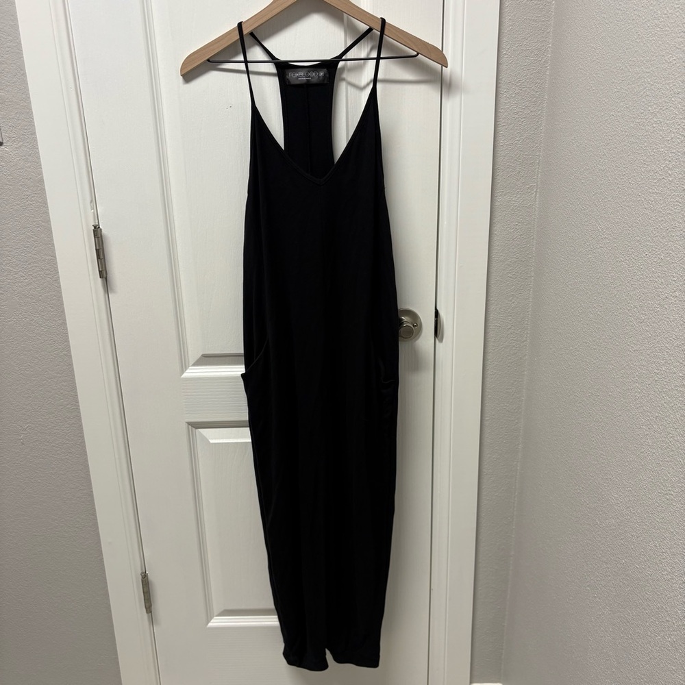 Women's Black V-Neck Spaghetti Strap Jumpsuit - Picture 2 of 7